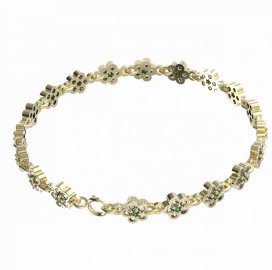 BG náramek 520 Žluté zlato - 585 Vltavín a  kubický zirkon