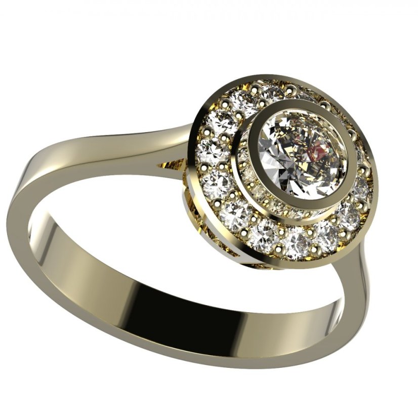 BG zlatý prstýnek 754 Žluté zlato - 585 Diamant