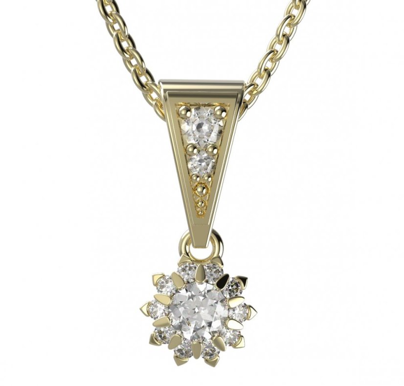 BG zlatý diamantový přívěšek  987 Žluté zlato - 585 Diamant lab-grown