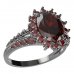 BG prsten s kulatým kamenem 512-G - Kov: Stříbro 925 - ruthenium, Kámen: Granát