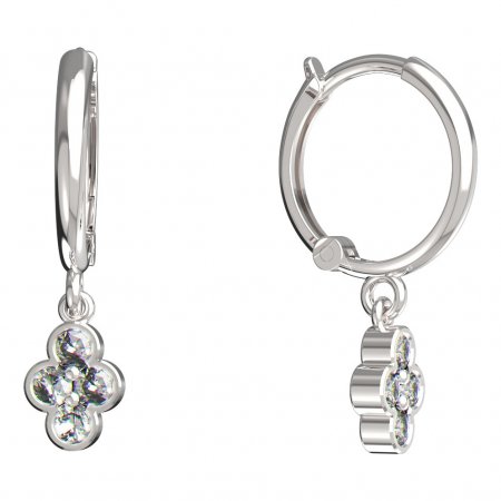 BeKid, Gold kids earrings -295 - Switching on: Circles 12 mm, Metal: White gold 585, Stone: White cubic zircon