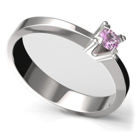 BG zlatý prstýnek 779 Bílé zlato - 585 Růžový kubický zirkon
