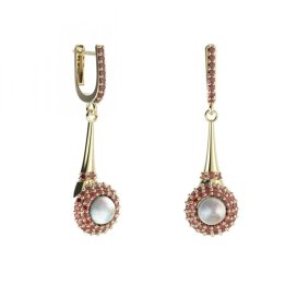 BG náušnice s přírodní perlou 540-C91 Stříbro 925 - pozlacené Granát a perla