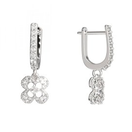 BeKid dětské náušnice čtyřlístek 830 Bílé zlato - 585 Diamant