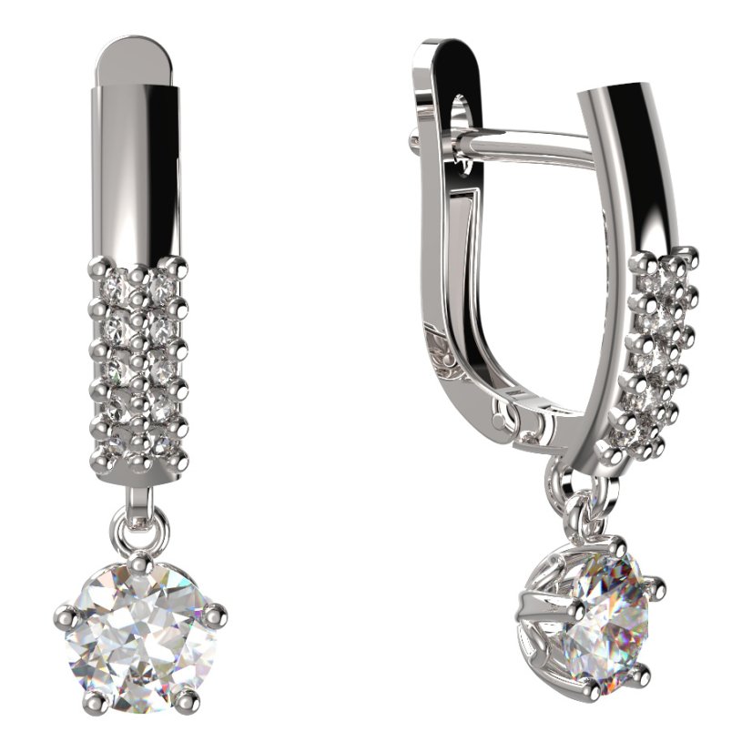 BG zlaté náušnice 874 Bílé zlato - 585 Diamant