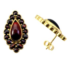 BG náušnice přírodní broušený granát 532 Bílé zlato - 585 Granát