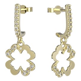 BeKid dívčí náušnice čtyřlístek 1170 Žluté zlato - 585 Bílý kubický zirkon