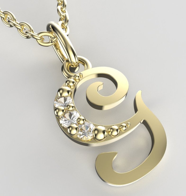 BeKid dětský zlatý přívěsek písmenko G - 1516 Žluté zlato - 585 Diamant