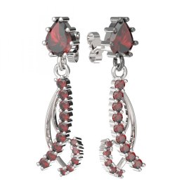 BG náušnice osázené kameny 501-53 Stříbro 925 - rhodium Granát