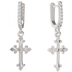 BG zlaté náušnice křížek 1109 Bílé zlato - 585 Diamant