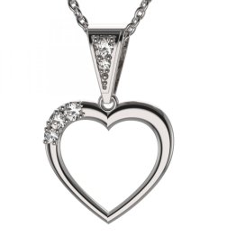 BG zlatý diamantový přívěšek srdíčko 1558 Bílé zlato - 585 Diamant lab-grown