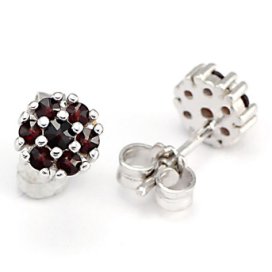 BG náušnice český přírodní granát  774 Bílé zlato - 585 Granát