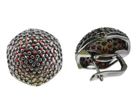 BG náušnice přírodní broušený granát   394 Žluté zlato - 585 Granát