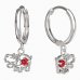 BeKid, Gold kids earrings -1188 - Switching on: Circles 15 mm, Metal: White gold 585, Stone: Red cubic zircon