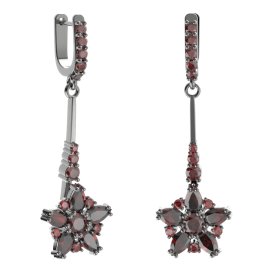 BG náušnice ve tvaru hvězdy 521-B93 Stříbro 925 - ruthenium (30-90dní) Granát