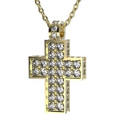 BG zlatý diamantový přívěšek křížek 917 Žluté zlato - 585 Diamant lab-grown