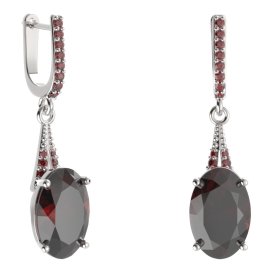BG náušnice s centrálním oválným kamenem 479-G91 Stříbro 925 - rhodium Granát
