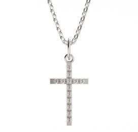 BeKid dětský přívěšek křížek 1165 Bílé zlato - 585 Diamant