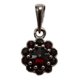 BG přívěs přírodní broušený granát   077 Stříbro 925 - rhodium Vltavín a granát