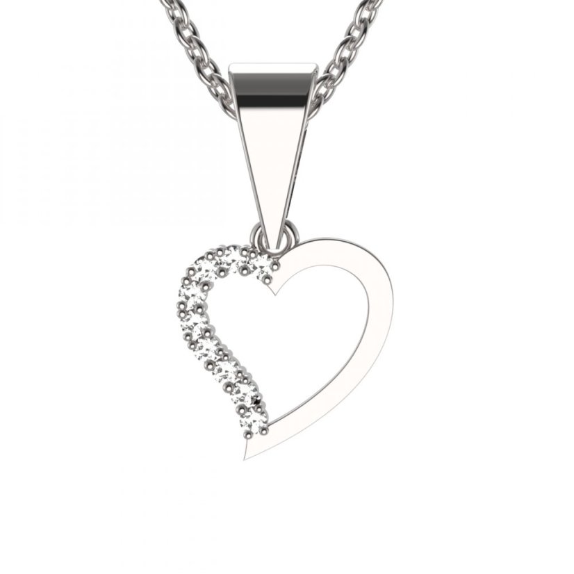 BG zlatý přívěšek srdíčko 1252 Bílé zlato - 585 Diamant