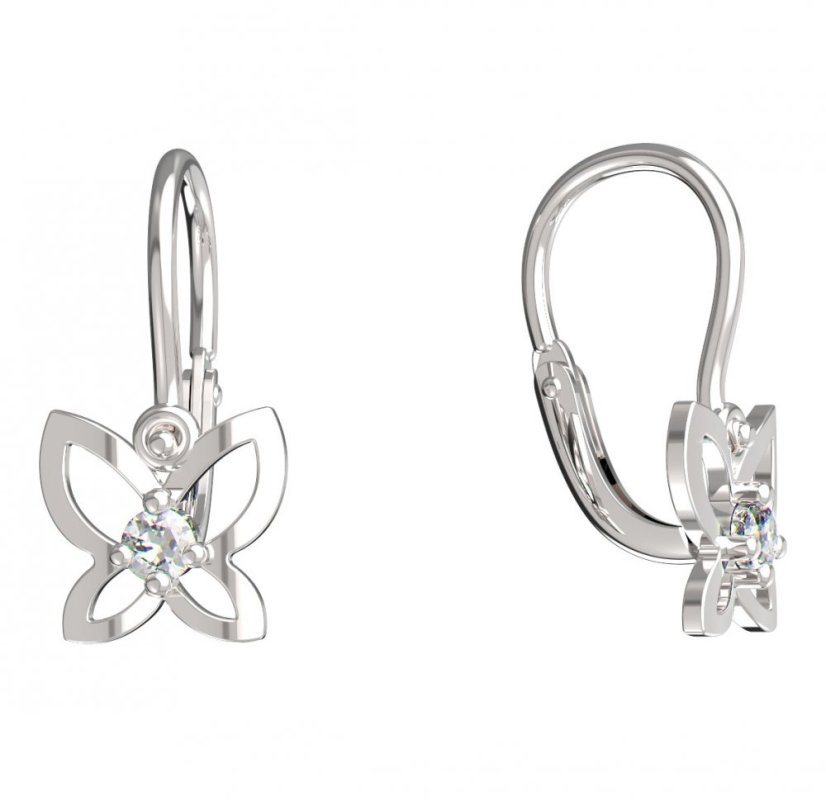 BeKid dětské náušnice motýlek 844 Bílé zlato - 585 Diamant