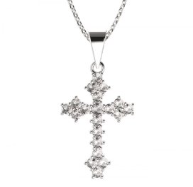 BG zlatý diamantový přívěšek křížek 263 Bílé zlato - 585 Diamant lab-grown