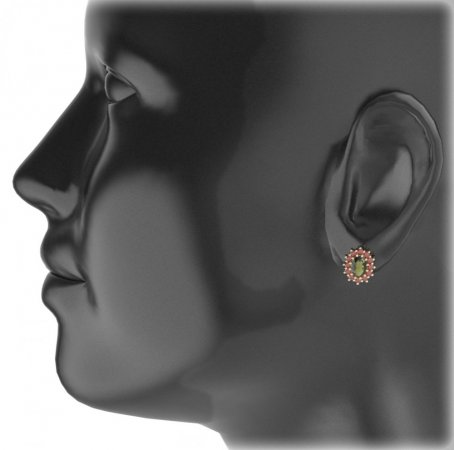 BG earring oval -  298 - Metal: Silver 925 - rhodium, Stone: Garnet