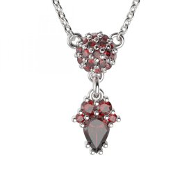 BG náhrdelník vsazený český granát  959 Stříbro 925 - rhodium Granát
