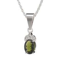 BG přívěs s českým granátem  961 Stříbro 925 - rhodium Vltavín a  kubický zirkon