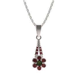 BG přívěs ve tvaru květu 518-G Stříbro 925 - rhodium Vltavín a granát