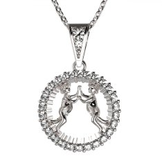 BG zlatý diamantový přívěšek Blíženci 045 Bílé zlato - 585 Diamant lab-grown