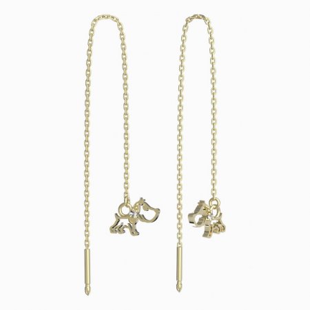 BeKid, Gold kids earrings -1159 - Switching on: Chain 9 cm, Metal: White gold 585, Stone: White cubic zircon