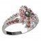 BG ring circular stone 537-G - Metal: Silver 925 - rhodium, Stone: Garnet and pearl