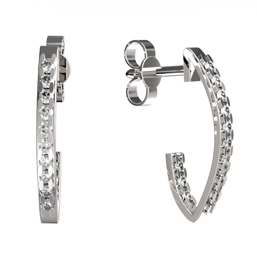 BG zlaté náušnice 1362 Bílé zlato - 585 Diamant