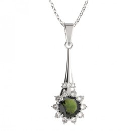 BG přívěs kruhováho tvaru 511-C Stříbro 925 - rhodium Vltavín a kubický zirkon