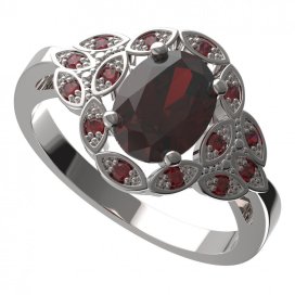 BG prsten český přírodní granát  961 Stříbro 925 - rhodium Granát