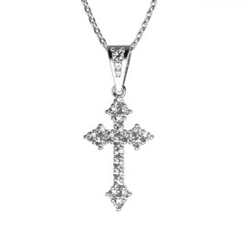 BG zlatý diamantový přívěšek křížek 255 Bílé zlato - 585 Diamant lab-grown