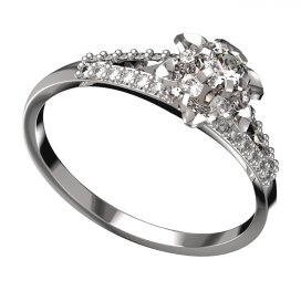 BG zlatý prstýnek 878 M Bílé zlato - 585 Diamant