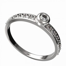 BG zlatý diamantový prstýnek 550 E Bílé zlato - 585 Diamant lab-grown