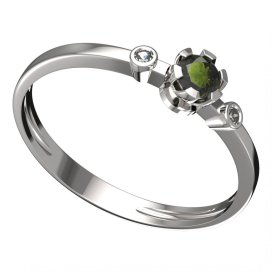 BG vltavínový prsten 869L Bílé zlato - 585 Vltavín a diamant