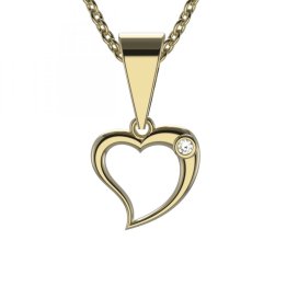 BG zlatý diamantový přívěšek srdíčko 1268 Žluté zlato - 585 Diamant lab-grown