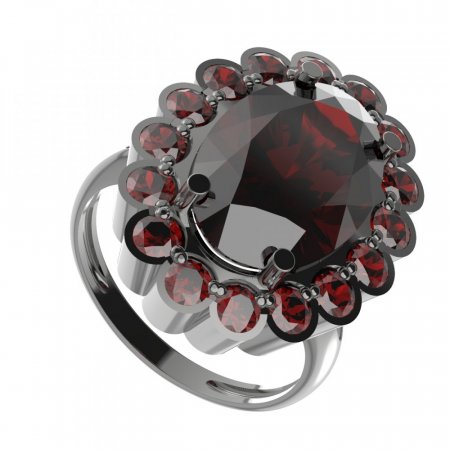 BG prsten oválný 705-V - Kov: Stříbro 925 - rhodium, Kámen: Granát