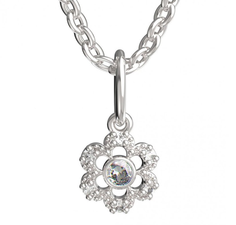 BeKid dětský přívěšek šestilístek 854 Bílé zlato - 585 Diamant