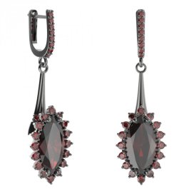 BG náušnice s centrálním oválným kamenem 513-C91 Stříbro 925 - ruthenium (30-90dní) Granát
