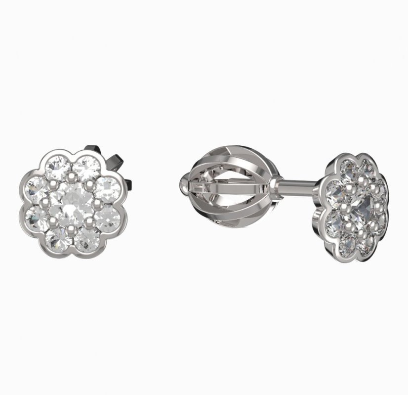 BG zlaté náušnice 552 Bílé zlato - 585 Diamant