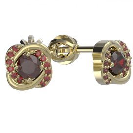 BG náušnice s přírodním granátem nebo vltavínem 1485 Žluté zlato - 585 Granát