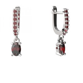 BG náušnice přírodní broušený granát   710: Stříbro 925 - rhodium Granát