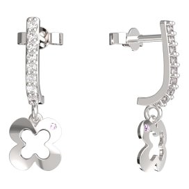 BeKid dětské náušnice čtyřlístek 849 Bílé zlato - 585 Diamant
