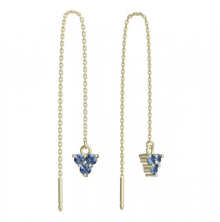 BeKid, Gold kids earrings -776 - Switching on: Chain 9 cm, Metal: Yellow gold 585, Stone: Light blue cubic zircon