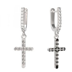 BG zlaté náušnice křížek 1106 Bílé zlato - 585 Diamant